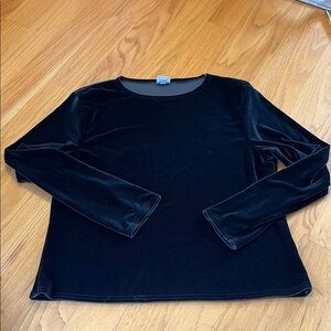 CP shades crewneck long sleeve velvet top size medium green/gray
